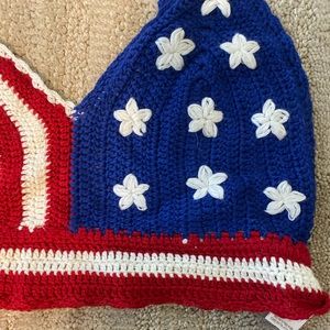Patriotic American Flag Knit Bralette Top